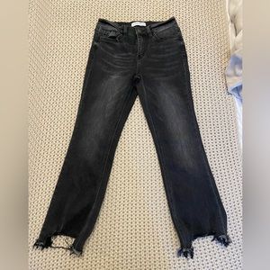 Flying Monkey Mid Rise Black Uneven Hem Flare Jeans size 26